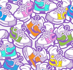 sneakers, shoes seamless pattern vector 