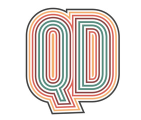 QD Initial Retro Logo company Outline. vector identity