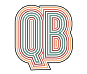 QB Initial Retro Logo company Outline. vector identity