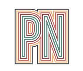 PN Initial Retro Logo company Outline. vector identity