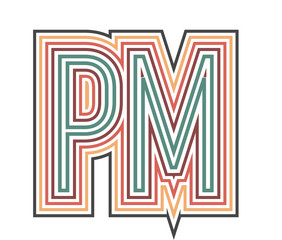 PM Initial Retro Logo company Outline. vector identity