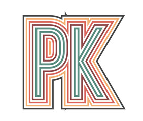 PK Initial Retro Logo company Outline. vector identity