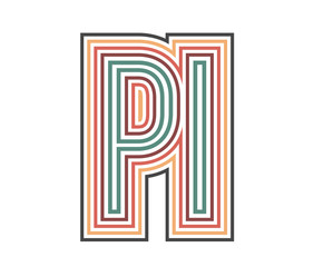 PI Initial Retro Logo company Outline. vector identity