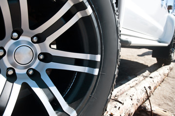 Fototapeta na wymiar Close up of rims car alloy wheel
