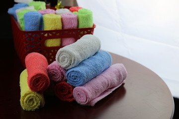 Fototapeta na wymiar set of multi-colored towels