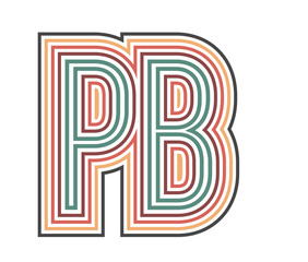 PB Initial Retro Logo company Outline. vector identity