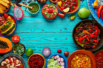 Mexican food mix colorful background Mexico - obrazy, fototapety, plakaty