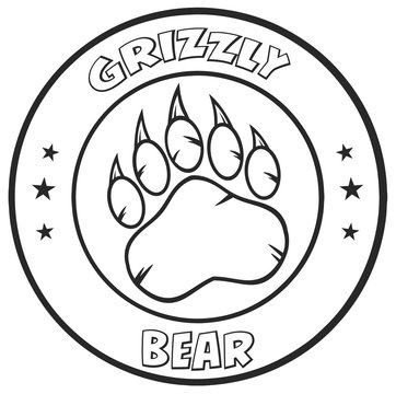 Black And White Bear Paw With Claws Circle Logo Design