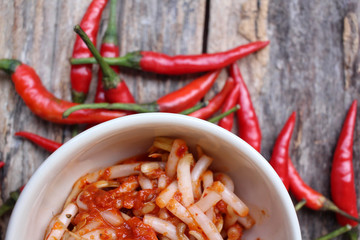 Bean sprouts kimchi korean food