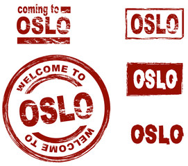 Ink stamp set city Oslo