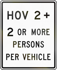 United States MUTCD road sign - HOV lane