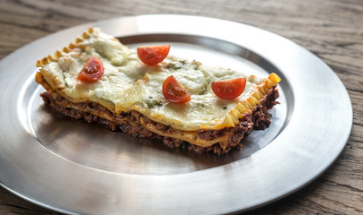 Lasagna on the metal plate