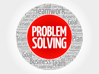 Problem Solving circle word cloud, business concept