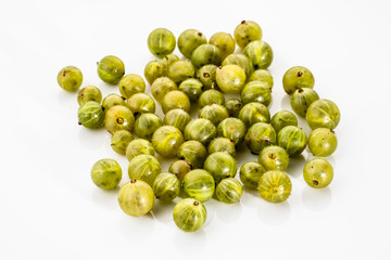 Gooseberries fruits on white background.