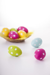 Easter eggs on white background