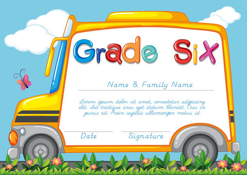 Diploma template for students grade six