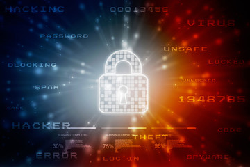 Safety concept: Closed Padlock on digital background