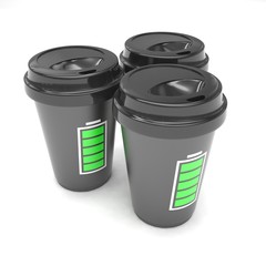 Three paper coffee cups