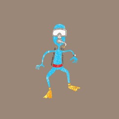 People scuba diver stamp