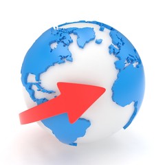 Fototapeta premium Arrow and Earth globe. 3d render