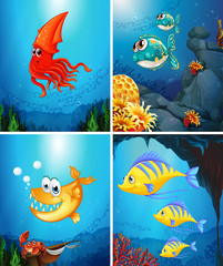 Fototapeta premium Sea animals living under the ocean