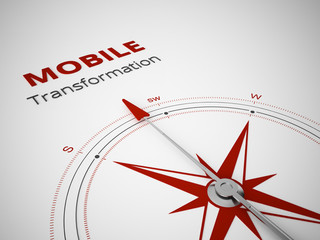 Conceptual 3D render image with a frameless Compass focus on a single word