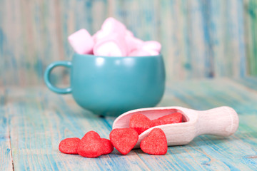red heart on wooden spoon as symbol of love, valentines