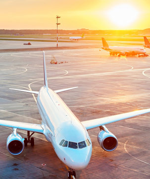 Airport at sunset