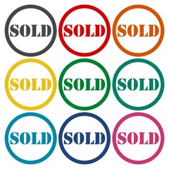 Sold circle icons set
