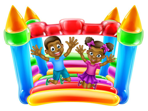 Children Jumping on Bouncy Castle