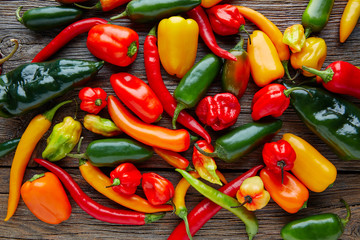 Mexican hot chili peppers colorful mix