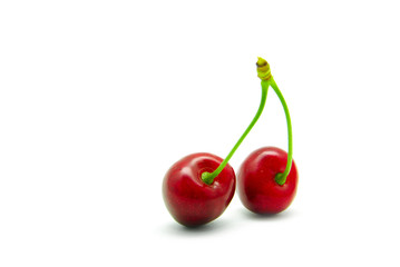 Sweet cherry isolated on white