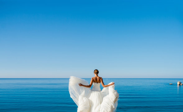 Bride on the sea background