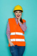 Surprised Female Construction Worker