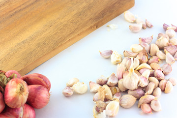garlic on white background