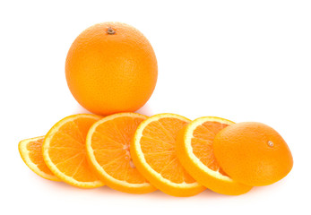 Sliced orange fruit isolated on white background