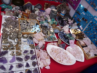 minerals and precious stones at a market