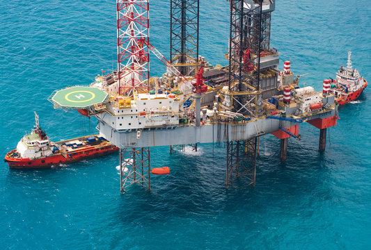 Offshore oil rig drilling platform in the gulf of Thailand