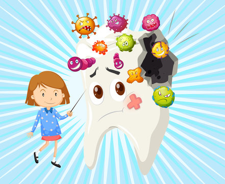 Girl and tooth decay