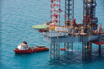 Offshore oil rig drilling platform in the gulf of Thailand