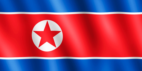 Flag of North Korea waving in the wind