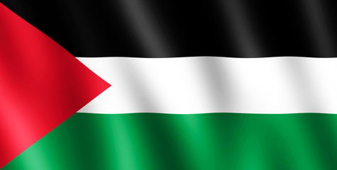 Flag of Palestine waving in the wind