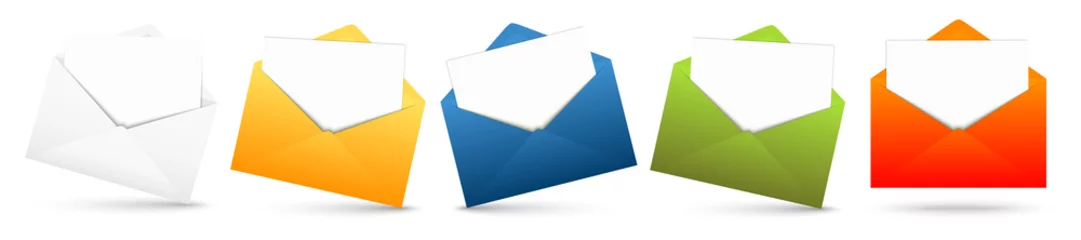 Foto op Plexiglas colored envelopes row with empty papers © picoStudio