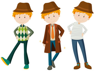 Man in three different outfit