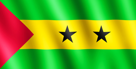 Flag of Sao Tome and Principe waving in the wind