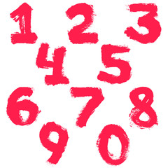 Numbers set painted with a dry brush.