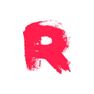 R letter painted with a dry brush.