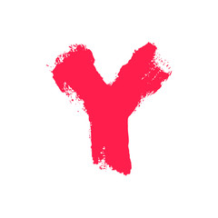 Y letter painted with a dry brush.