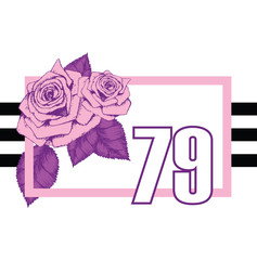 Print with pink roses. For t-shirt or other uses, in vector.