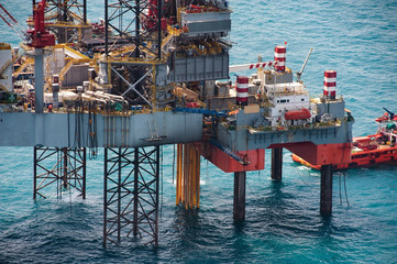 Offshore oil rig drilling platform in the gulf of Thailand